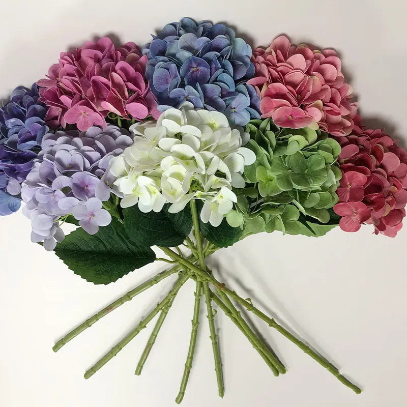 Big Flower Head Decorative Real Touch Hydrangea With 30 Petals Floral Artificial