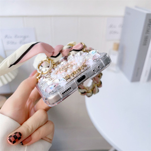 Funda de Teléfono de Lujo con Diamantes Brillantes para Samsung <span class=keywords><strong>Galaxy</strong></span> <span class=keywords><strong>Zflip</strong></span> 7 6 5 4 <span class=keywords><strong>3</strong></span>, Carcasa Trasera con Cadena para la Muñeca, Accesorios para Teléfono al por Mayor - Product Image 3