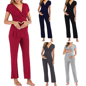 Wholesale <strong>Maternity</strong> Pajamas Pants Set Modal Maternal Postpartum Pregnancy Breastfeeding Loungewear - Product Image 1