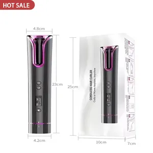 2024 không dây USB tóc Curler tự động xoay có thể sạc lại không khí bọc tóc Styler LED không khí bọc Styler dụng cụ uốn cho tóc