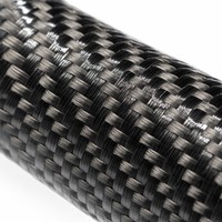 Pipa Bulat Serat Karbon 25mm 3K Twill OD25 ID23 Tebal Dinding 1mm Panjang 1000mm Gulungan Terbungkus Kekuatan Tinggi untuk Lengan Robot, Penyangga Surya, OEM