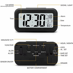 Wholesale <b>Digital</b> LCD Electronic Alarm <b>Desk</b> <b>Clock</b> Calendar Thermometer Backlight Battery Operated Eco-Friendly for Outdoor Home - Product Image 6