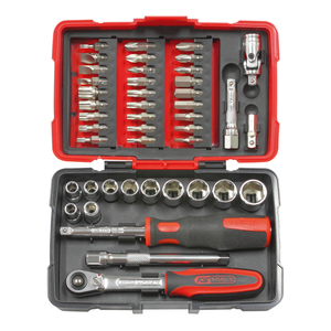 ULTIME®Jeu d'accessoires pour clés à CR-V chromées de 1/4 pouces, 44 pièces pour la réparation, l'entretien, y compris le Torx carré personnalisable OEM - Product Image 1