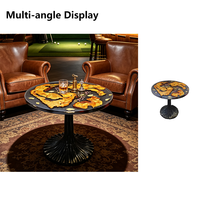 Table basse ronde en résine époxy faite à la main avec support en fer forgé, décoration artistique, table basse pour clubs, hôtels, salles de réunion