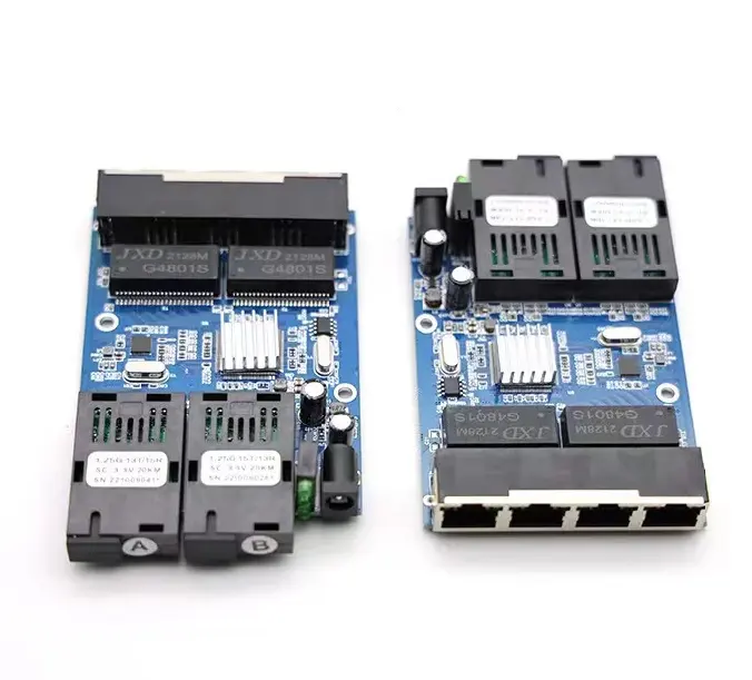 10/100/1000M placa metro fibra Switch Ethernet fibra Switch convertitore ottico 20KM 2 fibra 4 RJ45 Gigabit PCBA Board