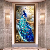 Peinture au diamant 5D DIY de haute qualité professionnelle, motif paon, style moderne classique, pour décoration murale et décoration intérieure