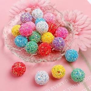 Rhinestone Beads 16mm Mixed Colors Acrylic <b>Gumball</b> Druzy Iridescent Glitter Chunky Bead for DIY Beaded Pen Making - Product Image 4