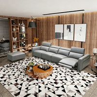 Canapé électrique de salon au design moderne et luxueux, canapé inclinable en cuir véritable pour cinéma maison avec repose-pieds et structure en bois
