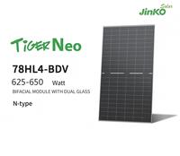 Panel Surya Tier 1 625W-650W Tiger Neo N-Type HJT untuk Modul PV Mono Bifacial Dual Glass 78-Cell