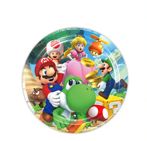 Vaisselle de fête d'anniversaire <span class=keywords><strong>Mario</strong></span> thème dessin animé nouveau pour <span class=keywords><strong>Amazon</strong></span> plateau en papier tasse drapeau décoration Arrangement fournitures - Product Image 6