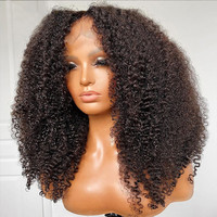 Perruque de Cheveux Humains Vierges pour Femme, 8-30 Pouces, Afro Kinky Bouclés Mongols, Transparente, Complète en Dentelle avec Cheveux de Bébé