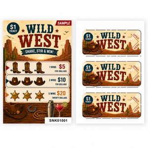High Definition Custom Western Cowboy Theme 3 Windows Patterns Open <b>Tickets</b> Digital Printing Win Pull Tab Cards - Product Image 2