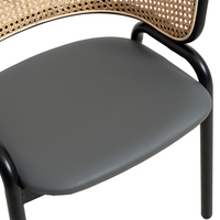 Chaise De Restaurant en rotin en métal, Simple, rétro, rembourré, chaise De Restaurant, Cadeiras De Jantar Sillas Comedor avec bras et arrière en osier DC-1698
