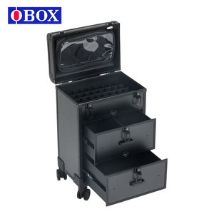 Maleta con ruedas de maquillaje de clase alta personalizada para cosméticos Estuche de cierre abierto de rejilla de esmalte de uñas desmontable resistente a roturas - Product Image 1