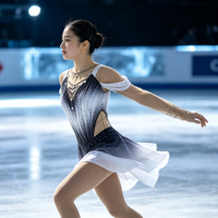 Robe de patinage artistique élégante ombrée noir et blanc, dos découpé en maille avec strass, costume de compétition de patinage sur glace, personnalisable OEM ODM