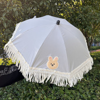 Parapluie de poussette automatique à trois plis élégant et mignon à motifs, indispensable, avec broderie d'ours, pour les promenades des mamans et les poussettes de bébé