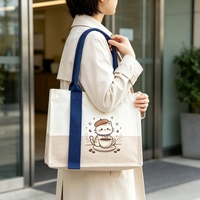 Sac fourre-tout en toile imprimé personnalisé avec motif de dessin animé, réutilisable, robuste, avec fermeture éclair, pour usage quotidien, voyage, rangement de cadeaux et courses