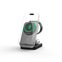 Chargeur sans fil magnétique 3 en 1 15W pliable avec support de boîtier en métal pour téléphones Apple 16