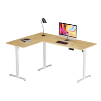 Bureau de travail ergonomique moderne en forme de L, réglable en hauteur (73-118 cm), Boss L2, construction durable, facile à assembler