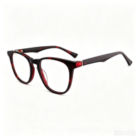 Lunettes anti-lumière bleue rondes personnalisées, monture en acétate à motifs multicolores, branches simples, pour un usage décontracté en extérieur