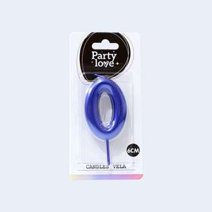 Vela de Cumpleaños Azul con el Número 0, 6 cm, Party Love - Product Image 1