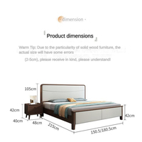 Lit double en bois massif, fabrication directe d'usine en Chine - Lit moderne King/Queen size avec tiroirs de rangement et tables de chevet pour chambre à coucher