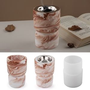 CARATTE DIY Ciment Plâtre Résine <span class=keywords><strong>Epoxy</strong></span> Empilé <span class=keywords><strong>Cire</strong></span> de Soja Pot à Bougie Moule en Silicone Brûleur d'Encens Moule pour Béton - Product Image 3