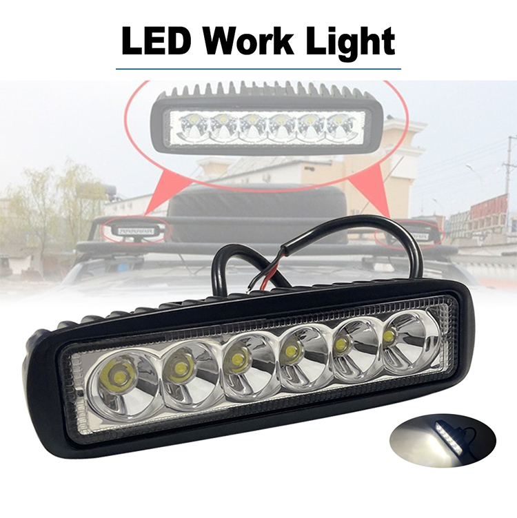 New 18W 6 Inch LED Light Bar IP67 Waterproof with Spot Auxiliary Light for Off-Road UTV Vehicles Forklift LED Work Light 10/80V