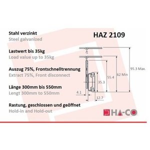 Telescopic <b>Slide</b> Partial Extension 2109 Steel For Keyboard <b>Drawers</b> - Product Image 2