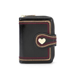 Zenos Heart Buckle Women Short Wallet Embroidery PU Leather Multi Card Slots Foldable Coin <b>Purse</b> - Product Image 6