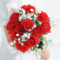 Rosas Artificiales, 7 Cabezas, Arreglo Floral Artificial, Ramo de Seda para Decoración del Hogar, Oficina, Fiestas y Bodas