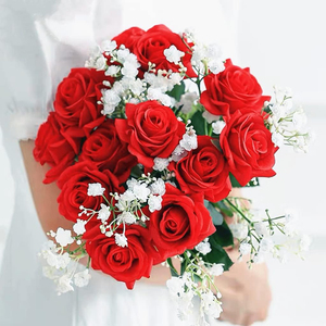 Roses artificielles à 7 têtes, arrangement <span class=keywords><strong>de</strong></span> fleurs artificielles, bouquet en soie pour la maison, le bureau, <span class=keywords><strong>les</strong></span> fêtes et la décoration <span class=keywords><strong>de</strong></span> mariage - Product Image 5