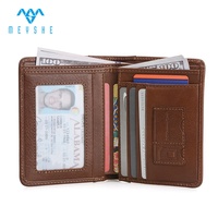 Kualitas tinggi pria kulit asli RFID memblokir dompet klip ukuran kecil gaya pendek menampilkan PC TF SD Data penyimpanan Slot kartu