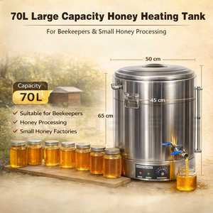 New Double-deck Stainless Steel Honey Filter Heater Tank with Strainer 70L Capacity 30-110C <b>Temperature</b> <b>Control</b> - Product Image 3