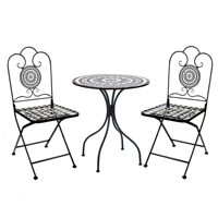 Ensemble bistrot en mosaïque métallique noir et blanc, chaise et table de jardin pour patio extérieur, meubles en fer pour salon, décoration de cour