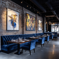 Ensemble de meubles sur mesure Ron Group, banquette en forme de L capitonnée, chaise rembourrée en velours, table en bois massif pour restaurant