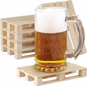 ชุดจานรองแก้วไม้ขนาดเล็กแบบขายส่ง เป็นมิตรกับสิ่งแวดล้อม ขนาด 10x10 ซม. หนา 2.2 ซม. สีธรรมชาติ ดีไซน์ทันสมัย สำหรับเครื่องดื่มร้อนและเย็น - Product Image 1