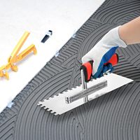 Lot de 3 truelles à béton, truelle crantée carrée en acier inoxydable, truelle de finition plate, kit d'outils manuels pour maçonnerie