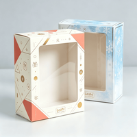 Caja de Cartón Navideña Ecológica con Ventana Transparente, Empaque de Papel Resistente para Recuerdos Culturales y Creativos