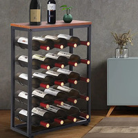 Organisateur de rangement pour vin sur pied, personnalisable, en métal noir, résistant à la rouille, durable, design moderne pour table