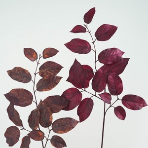 Di alta qualità autentico tocco in lattice foglia di betulla steli artificiali autunno arancio foglie rosse decorazione per la casa di nozze - Product Image 5