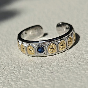 Anillo de Plata 925 con Circonio Azul Estilo Budista Chino, Anillos de Moda para Mujer, Dijes para Hacer Joyas, Otras Joyas de <span class=keywords><strong>Cristal</strong></span> - Product Image 2
