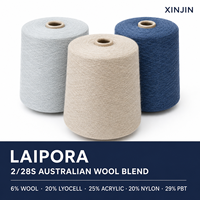 Fil à tricoter extensible et doux en mélange de laine/lyocell/polyester 2/28S, filé à anneaux, pour pulls et tricots – Vente directe usine