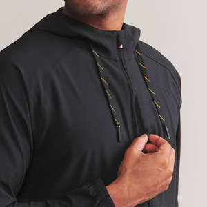 เสื้อแจ็คเก็ตกันลมมีฮู้ดสำหรับผู้ชาย, เสื้อกันลมน้ำหนักเบาปรับได้มีเชือกถักสำหรับฝึกวิ่งฤดูใบไม้ผลิ - Product Image 4