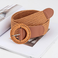 Ceinture tissée de créateur de style euro-américain Ceinture de voyage tressée à la mode avec boucle ronde pour femme