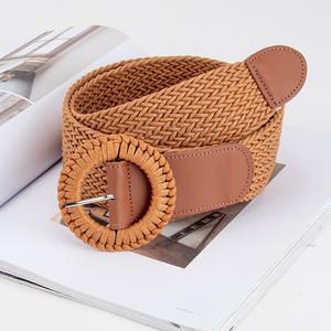 <span class=keywords><strong>Ceinture</strong></span> tissée de créateur de style euro-américain <span class=keywords><strong>Ceinture</strong></span> de voyage tressée à la mode avec boucle ronde pour femme - Product Image 4