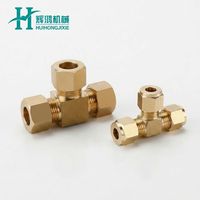 Sambungan Kompresi Kuningan Tee Fitting Equal dan Reducing Union 3-Way Connector 4mm-12mm untuk Humidifier Tekanan Tinggi dan Pipa Tembaga