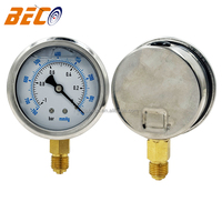 63mm Glycerin Filled Vacuum Pressure Gauge -1bar/-760mmhg Vacuum Manometer