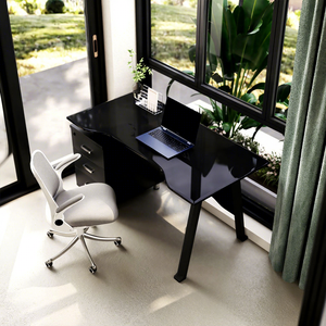 <span class=keywords><strong>Bureau</strong></span> de travail moderne en verre avec 3 tiroirs, table d'ordinateur pour la maison, mobilier de <span class=keywords><strong>bureau</strong></span> - Product Image 3