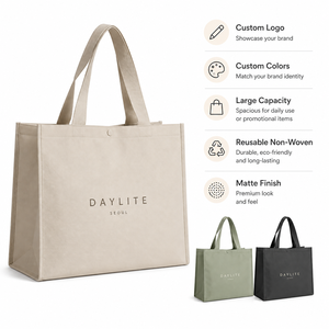 Sac fourre-tout réutilisable en non-tissé mat laminé avec logo personnalisé, durable, écologique, grand format, avec bouton-pression et bandoulière, vente en gros - Product Image 3